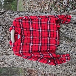 AMERICAN EAGLE OUTFITTERS Womans Red Flannel Shirt. CROP TOP.  100% Cotton! NWT!